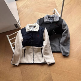 Polo Ralph Lauren Color-block Fleece Stand-collar Zip-up Jacket-4852  